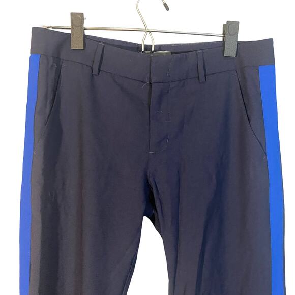 Vince Dark Blue Stripe Panel Wool Blend Stretch Career Pants Women Sz 4 - Picture 10 of 10